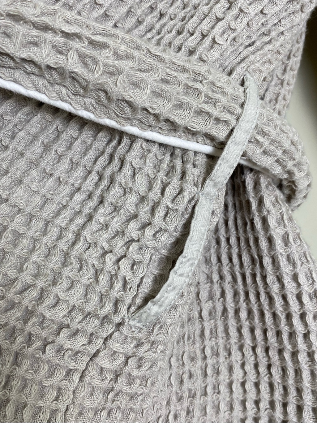 Boll & Branch Waffle Robe Pewter Gray White Women's Large Organic Cotton Cozy — image 5 of 8